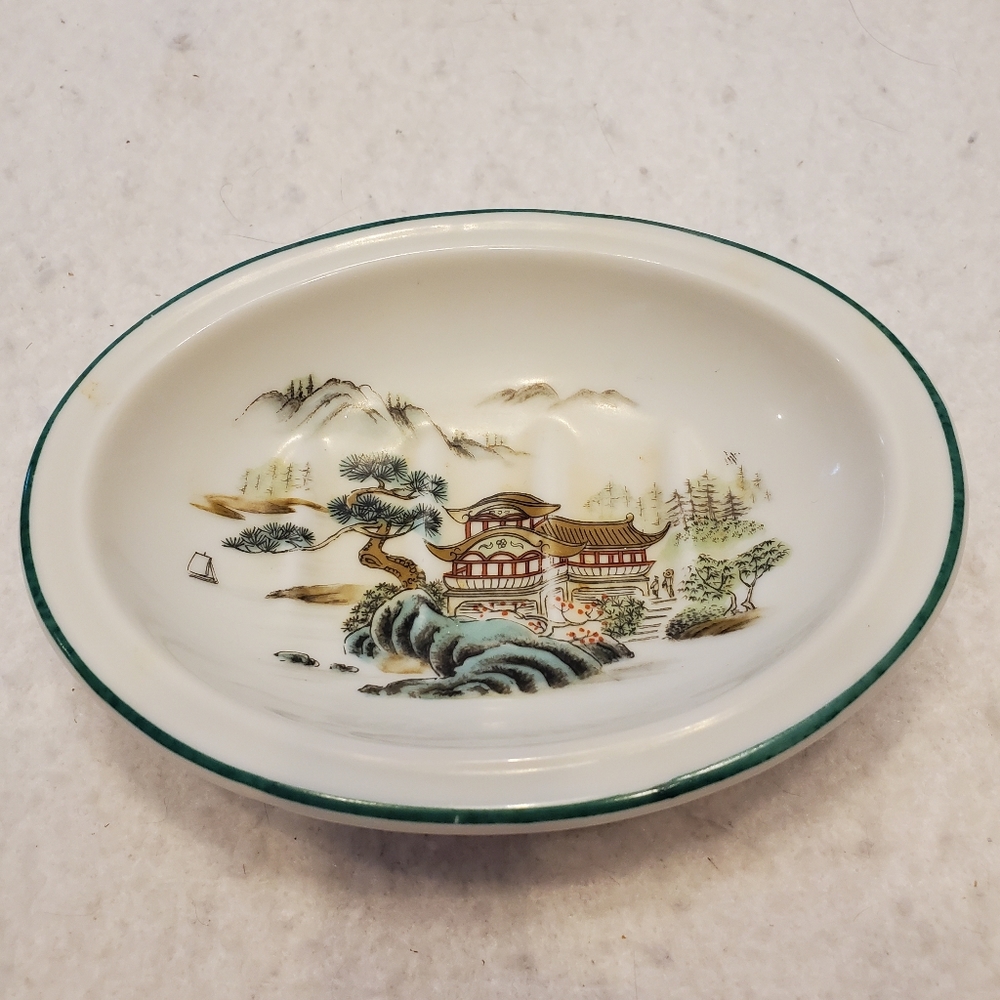 Oriental Landscape Vtg Ben Rickert Fine China Soap Dish